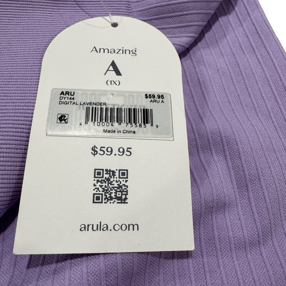 NWT Arula Intimates Women's Seamless Digital Lavender Ribbed Leggings Size 1X A - Picture 9 of 9